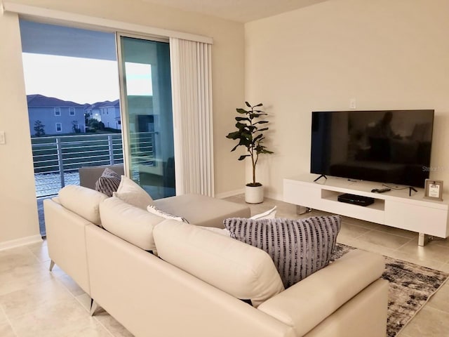 view of tiled living room