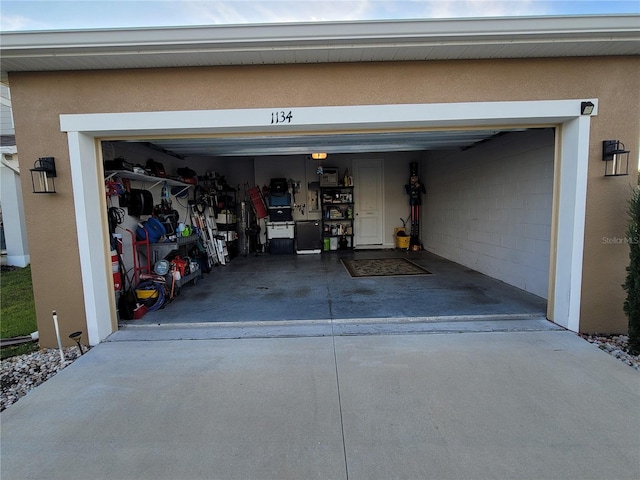 garage with driveway