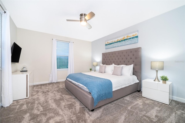 bedroom with carpet flooring and ceiling fan