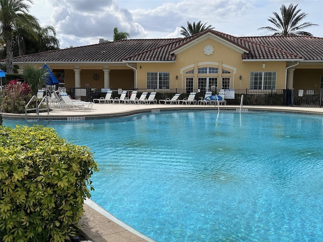 view of pool featuring a patio