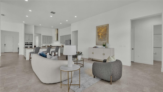 view of tiled living room