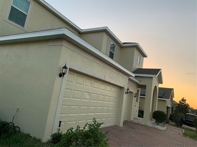 exterior space featuring a garage