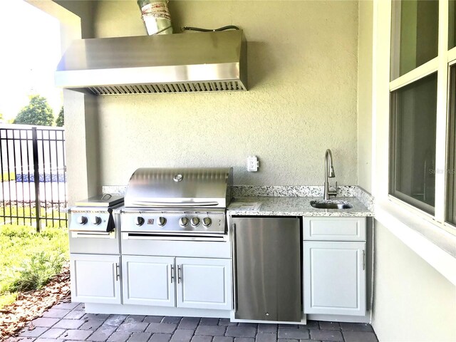 view of patio / terrace with area for grilling, grilling area, and sink