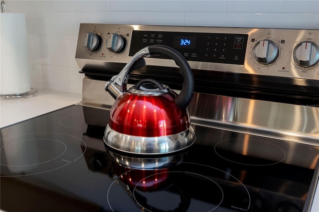 details featuring stainless steel electric range oven