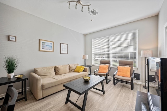 living room featuring light hardwood / wood-style flooring