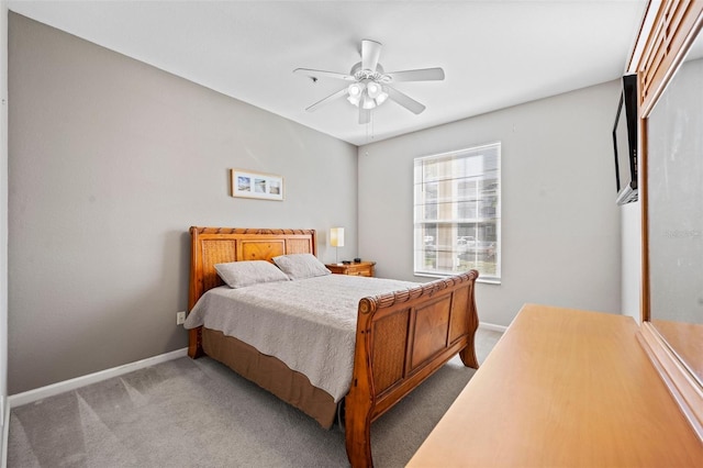 bedroom featuring carpet flooring and ceiling fan