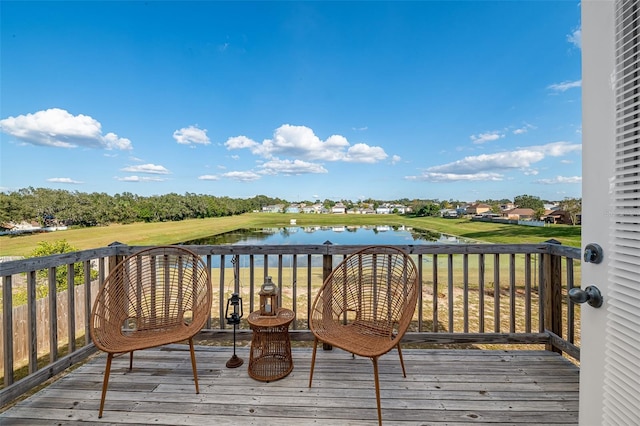 deck with a water view