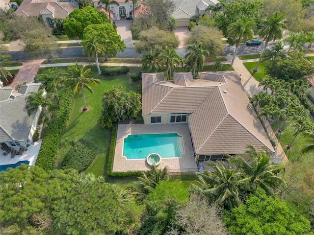 aerial view with a residential view