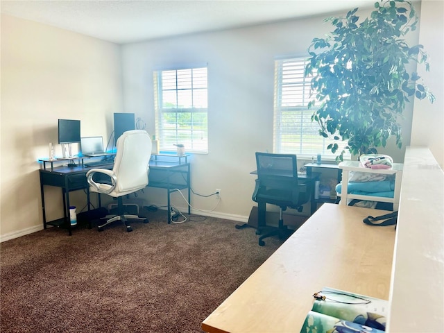 view of carpeted office space