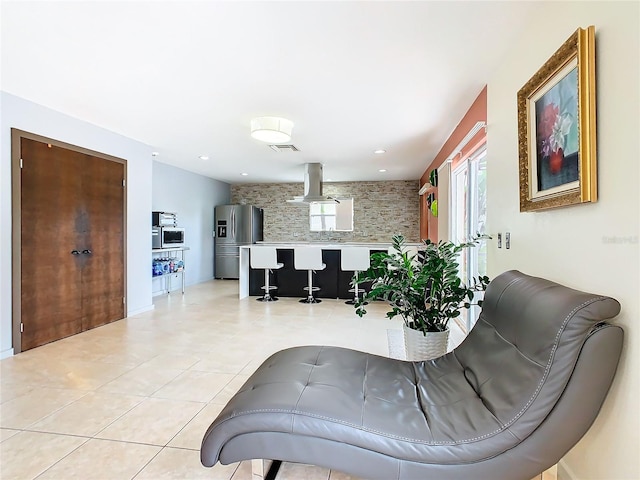 view of tiled living room