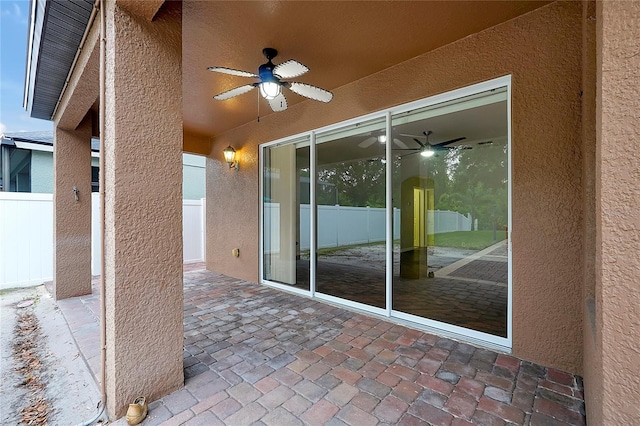 view of patio with ceiling fan