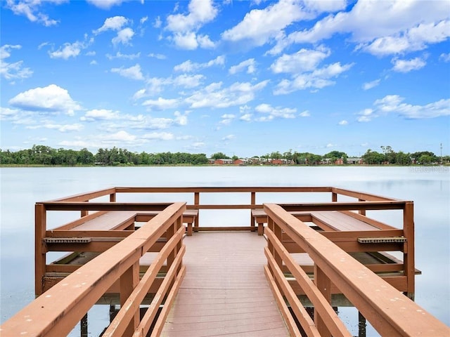 dock area featuring a water view