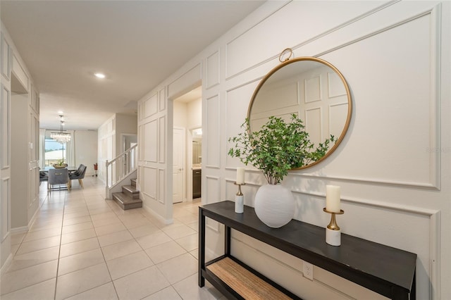 corridor with light tile floors