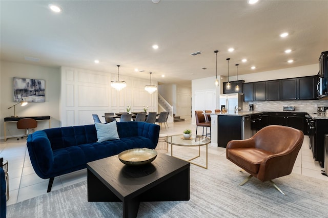 view of tiled living room