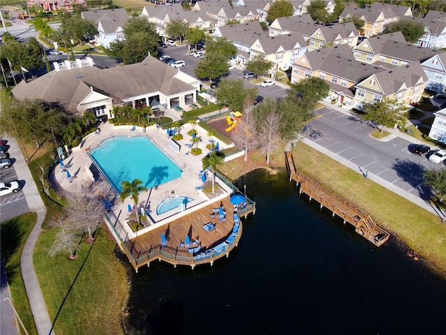 bird's eye view featuring a water view