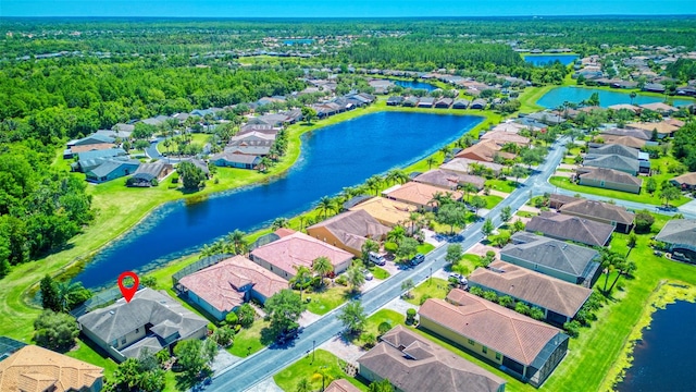 bird's eye view featuring a water view