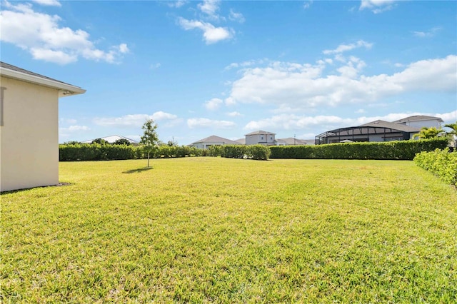 view of yard with a lanai