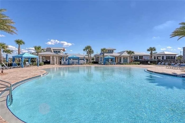 view of pool featuring a gazebo