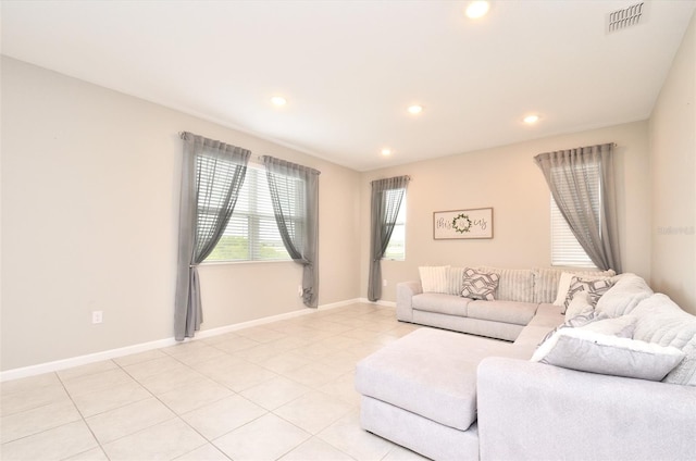 view of tiled living room