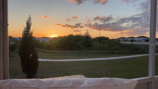 view of yard at dusk