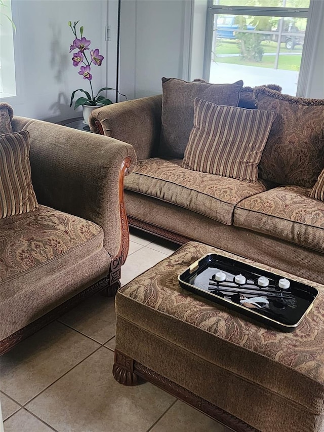 view of tiled living room