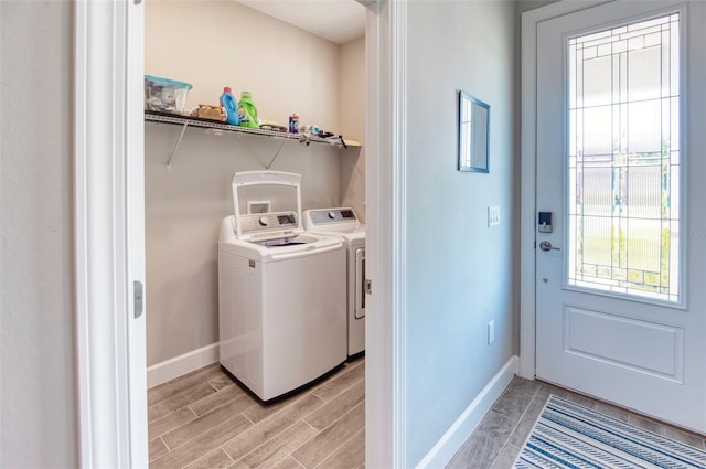 washroom featuring washer and dryer and washer hookup