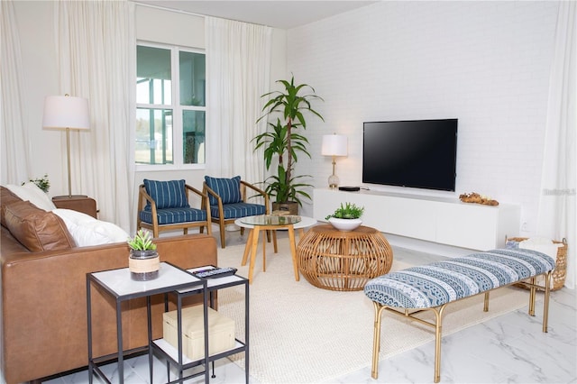 view of tiled living room