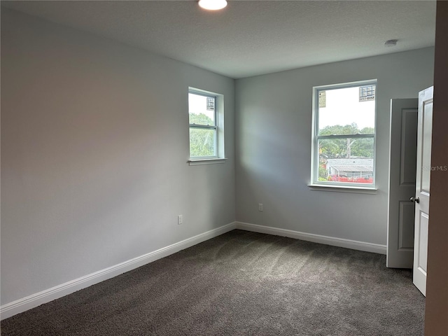 empty room with dark colored carpet