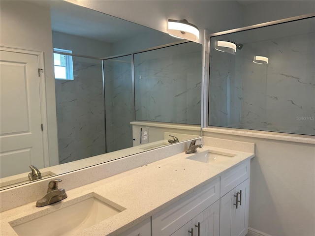 bathroom with dual bowl vanity