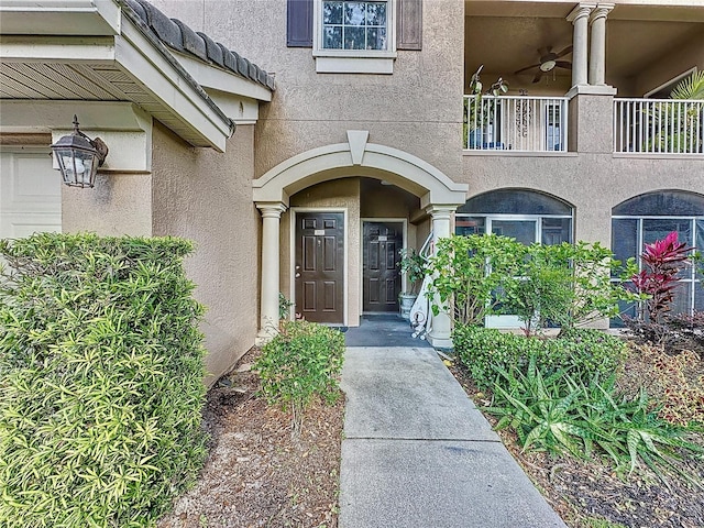 doorway to property featuring a balcony