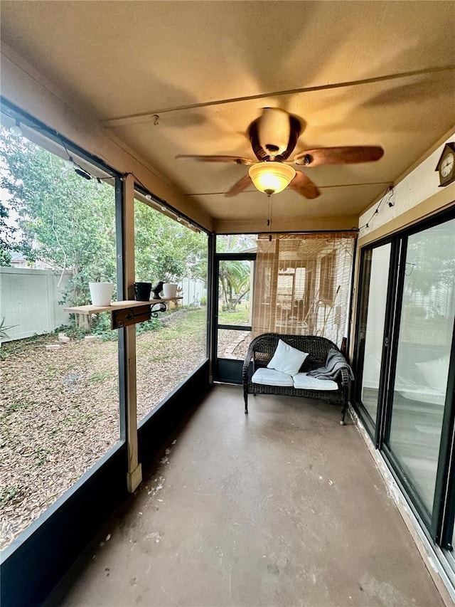 view of unfurnished sunroom