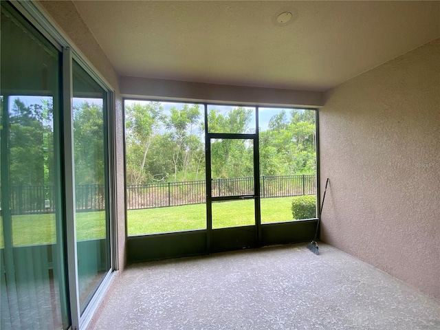 view of unfurnished sunroom