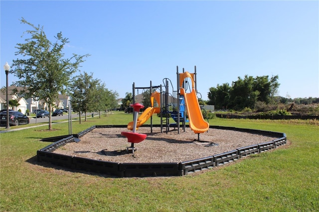 view of play area featuring a yard