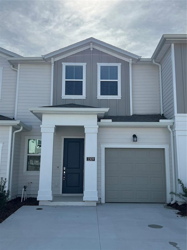 view of front of house with a garage