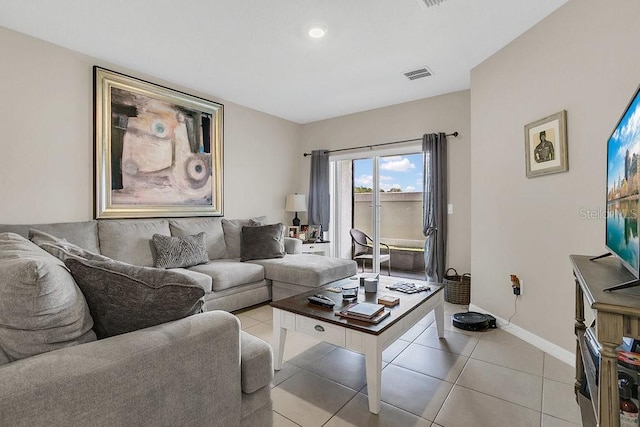 view of tiled living room