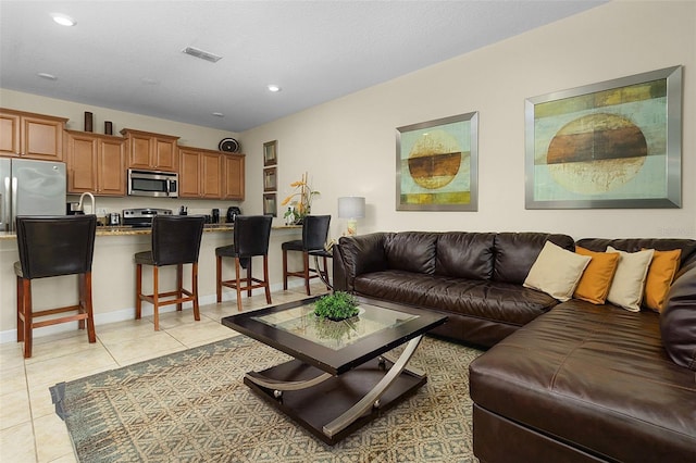 view of tiled living room