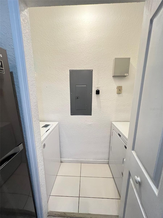 bathroom with washer / dryer and vanity