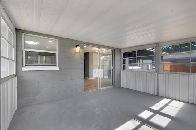 view of unfurnished sunroom