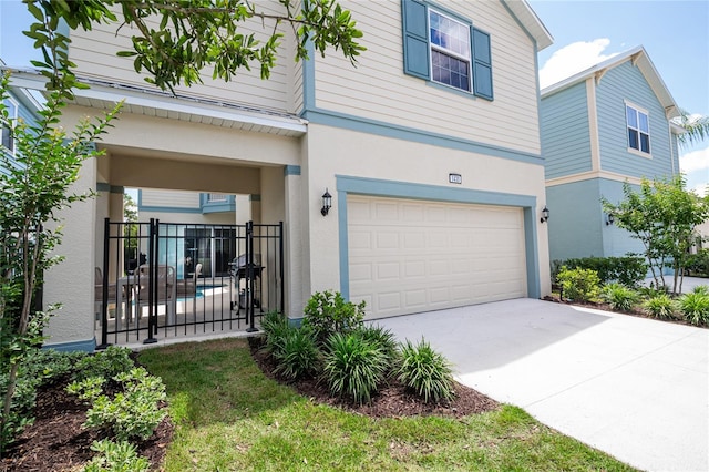 view of front of house with a garage