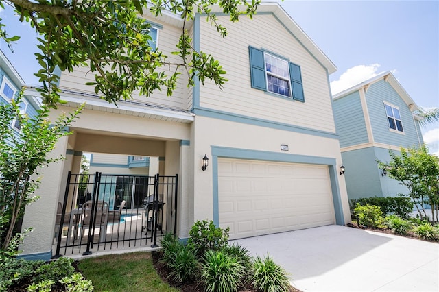 view of front of house with a garage