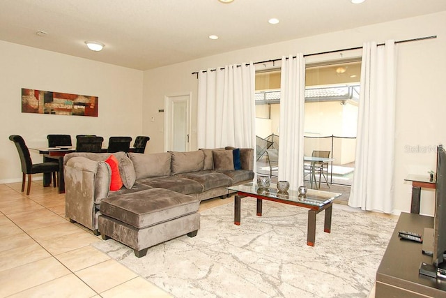 view of tiled living room