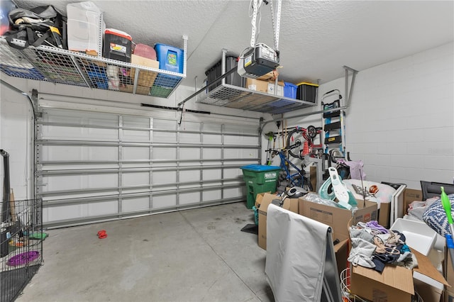 garage with a garage door opener