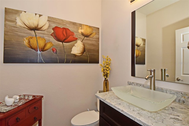 bathroom featuring vanity with extensive cabinet space and toilet