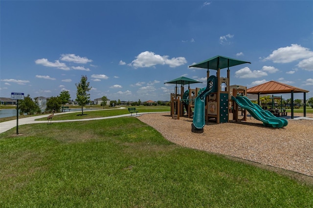 view of play area with a lawn