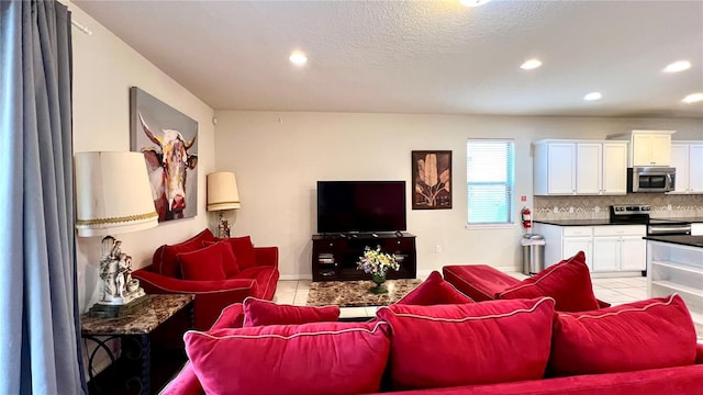 view of tiled living room