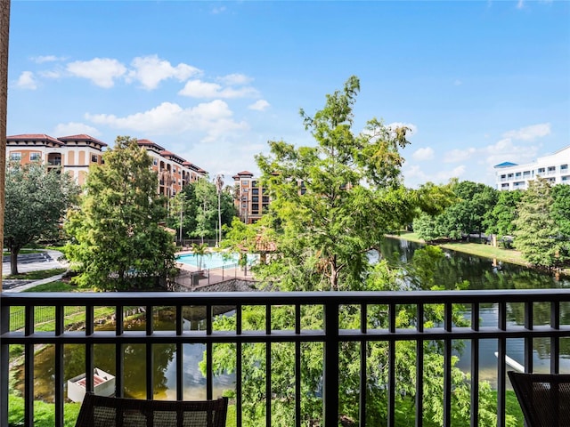 balcony with a water view