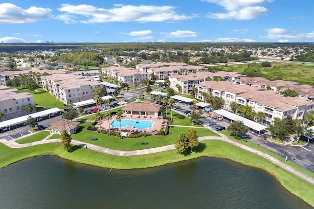 bird's eye view featuring a water view