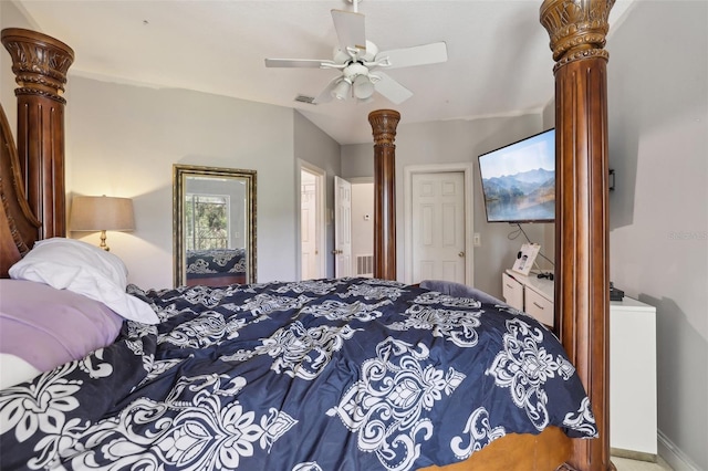 bedroom featuring ceiling fan