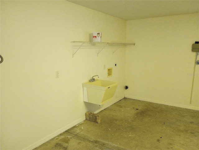 laundry area featuring sink and hookup for a washing machine