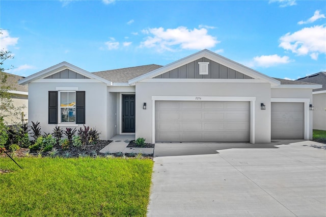 ranch-style home with a garage